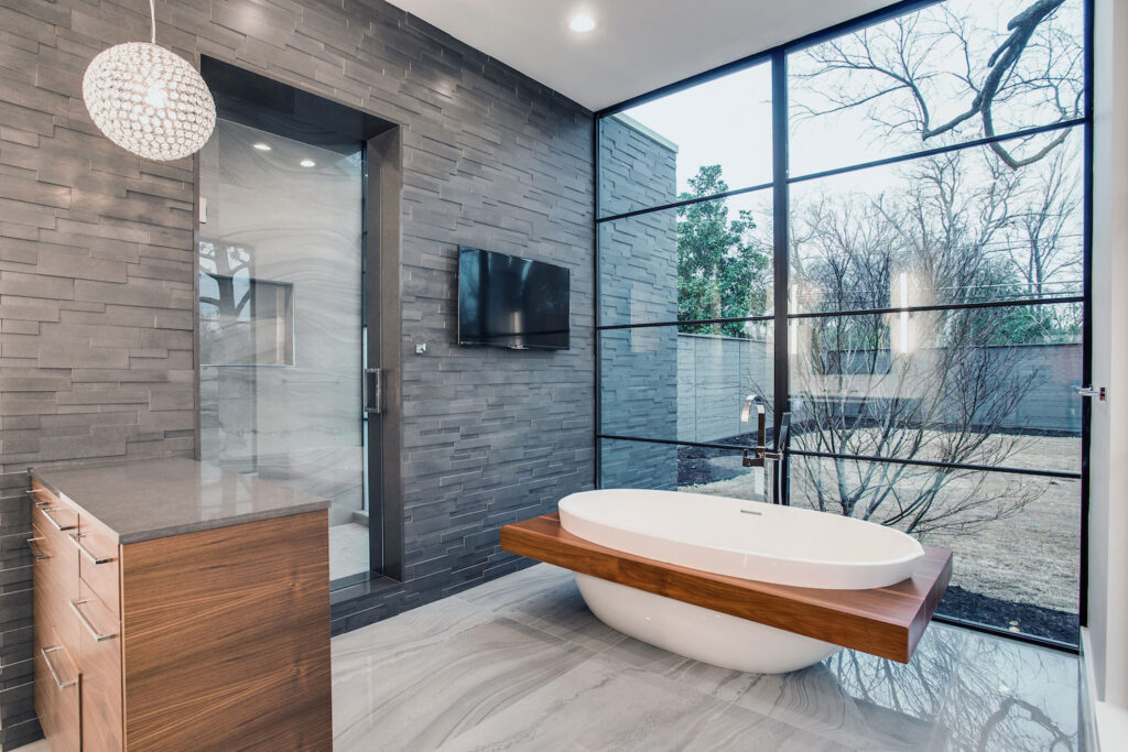 Grey Aksent 3d Panel Bathroom Feature Wall Glass Window