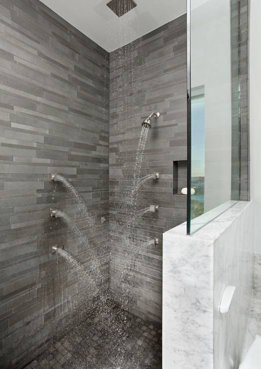 Grey Lynia Interlocking Tile Spa Walk in Shower