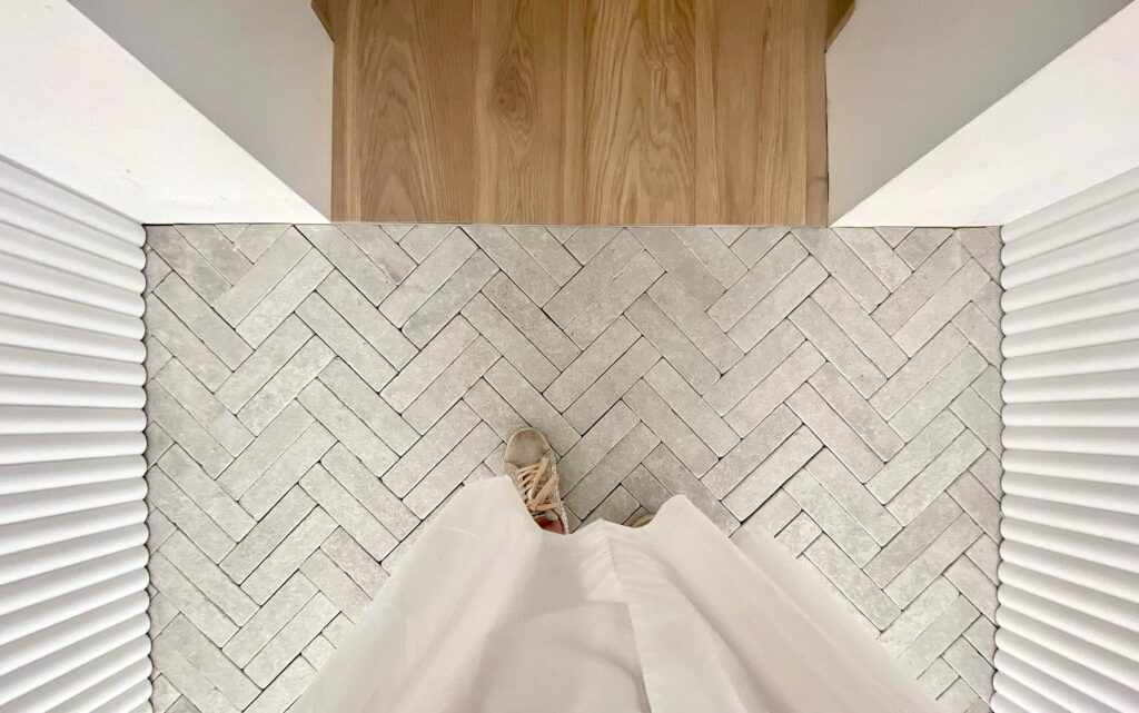 Herringbone Stone Tile Floor