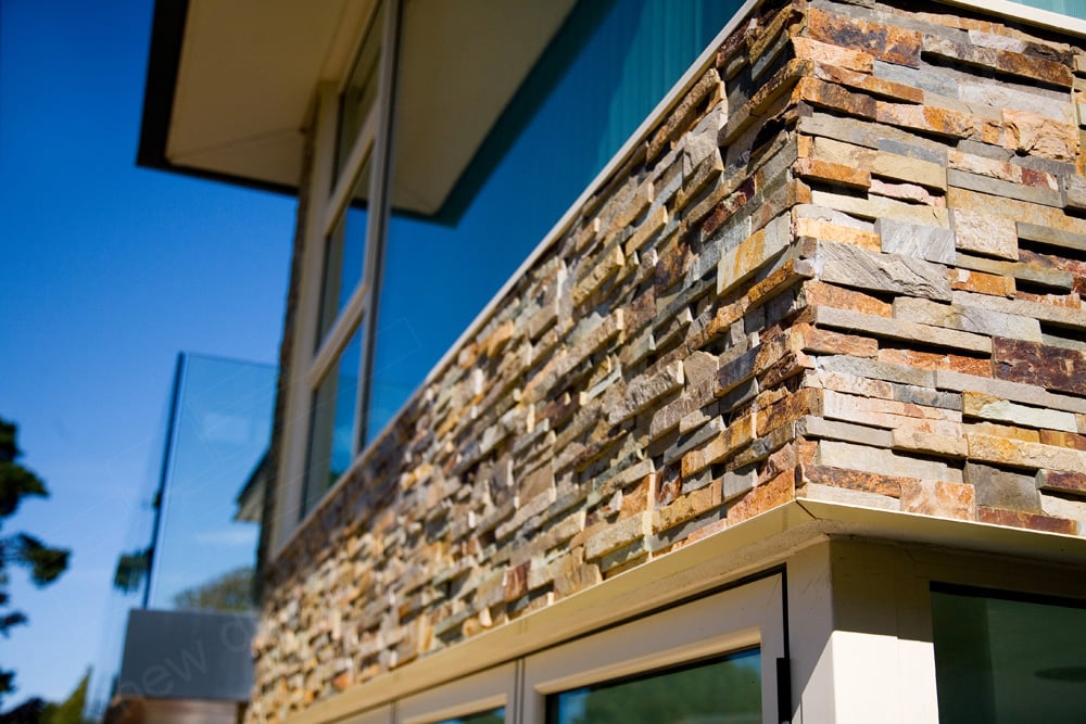 Ochre Stacked Stone 3D Panels For Siding