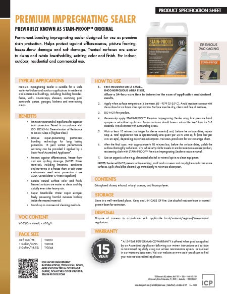 Dry Treat by Stainproof Premium Impregnating Sealer Spec Sheet